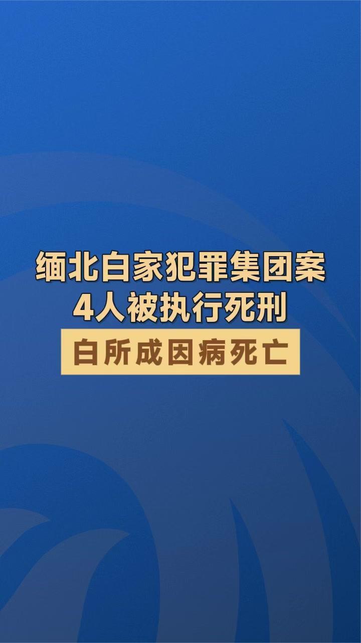 缅北白家犯罪集团案4人被执行死刑 白所成因病死亡