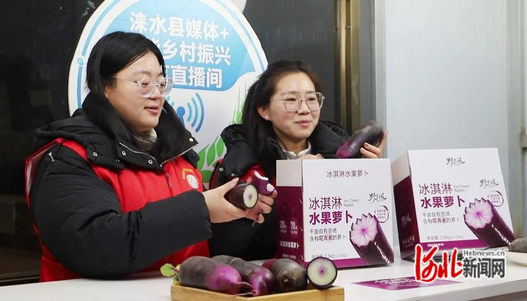 1月28日,在保定农有余农业科技股份有限公司的账号直播间内,大学生农业职业经理人正对着手机热情讲解着产品特色、食用及储存方法。金更月摄