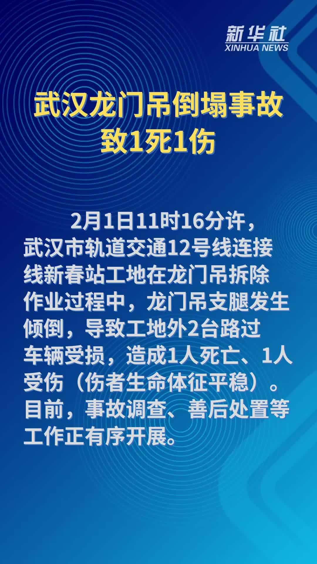 武汉龙门吊倒塌事故致1死1伤