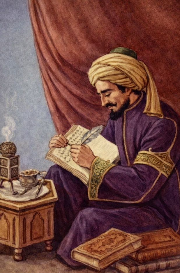 肯迪（Al-Kindi Alkindus）:药物配比（数学应用）、眼科学、哲学 图片来源：Islamic Bridge website