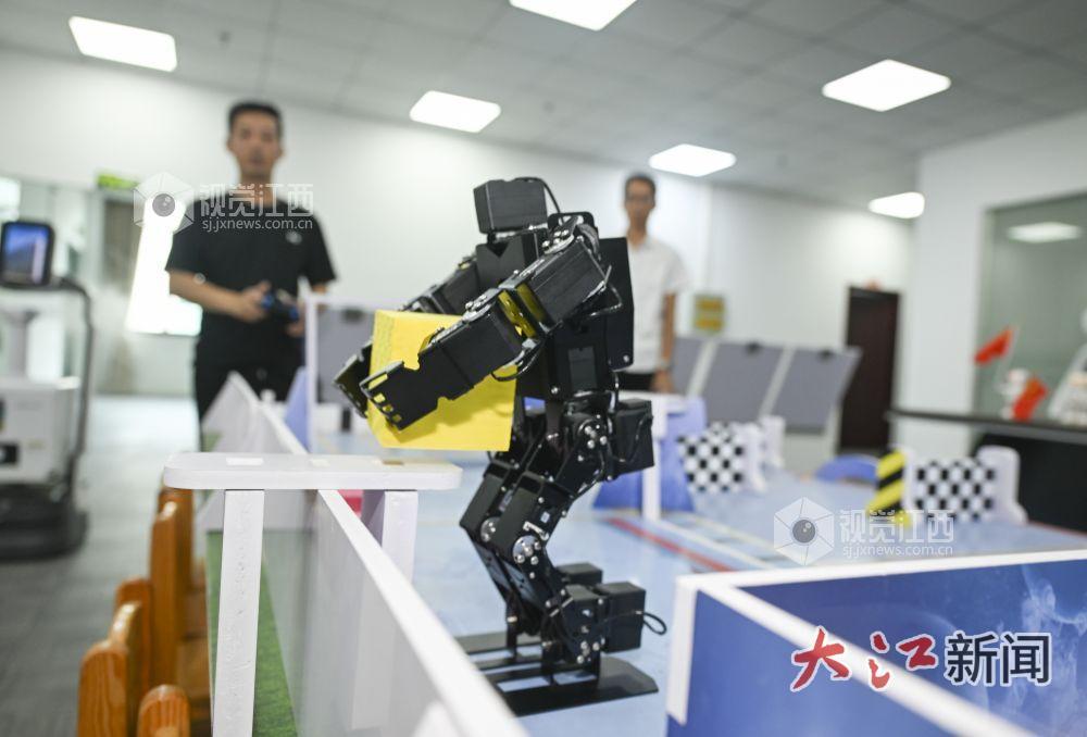 人形机器人自行完成搬运码垛任务(李劼 摄)