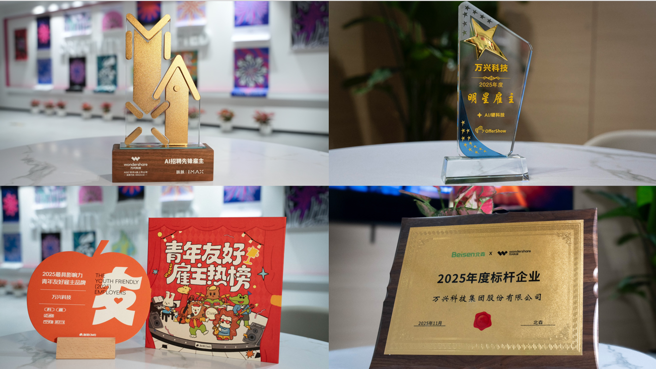 (万兴科技连斩Offershow、脉脉、刺猬、北森四大雇主奖项)