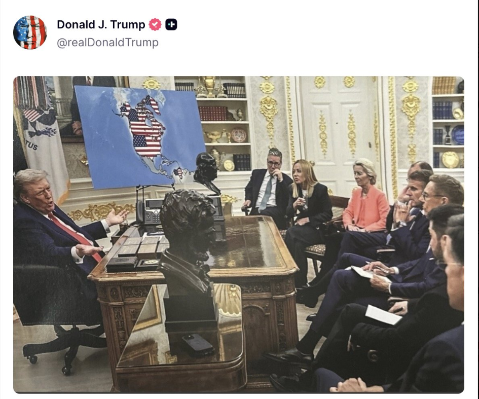 再次戏弄欧洲领导人,特朗普把这张图又发了一遍