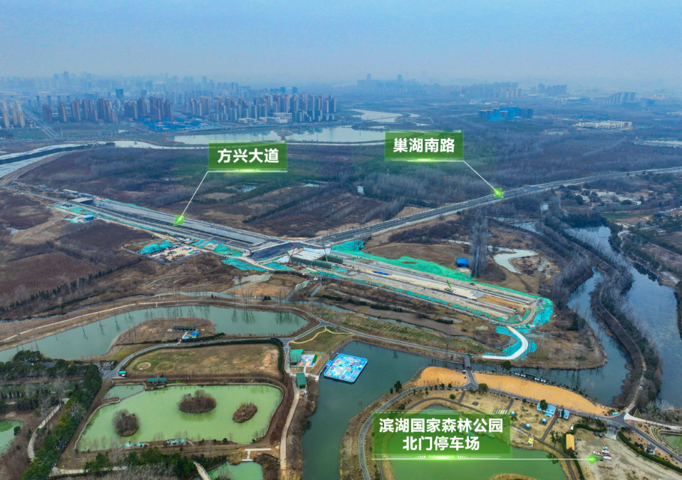 图为方兴大道、巢湖南路航拍图