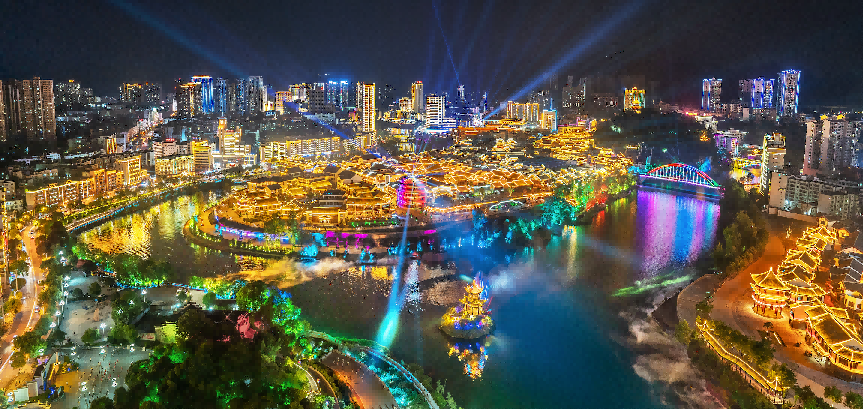 贵州铜仁夜景航拍