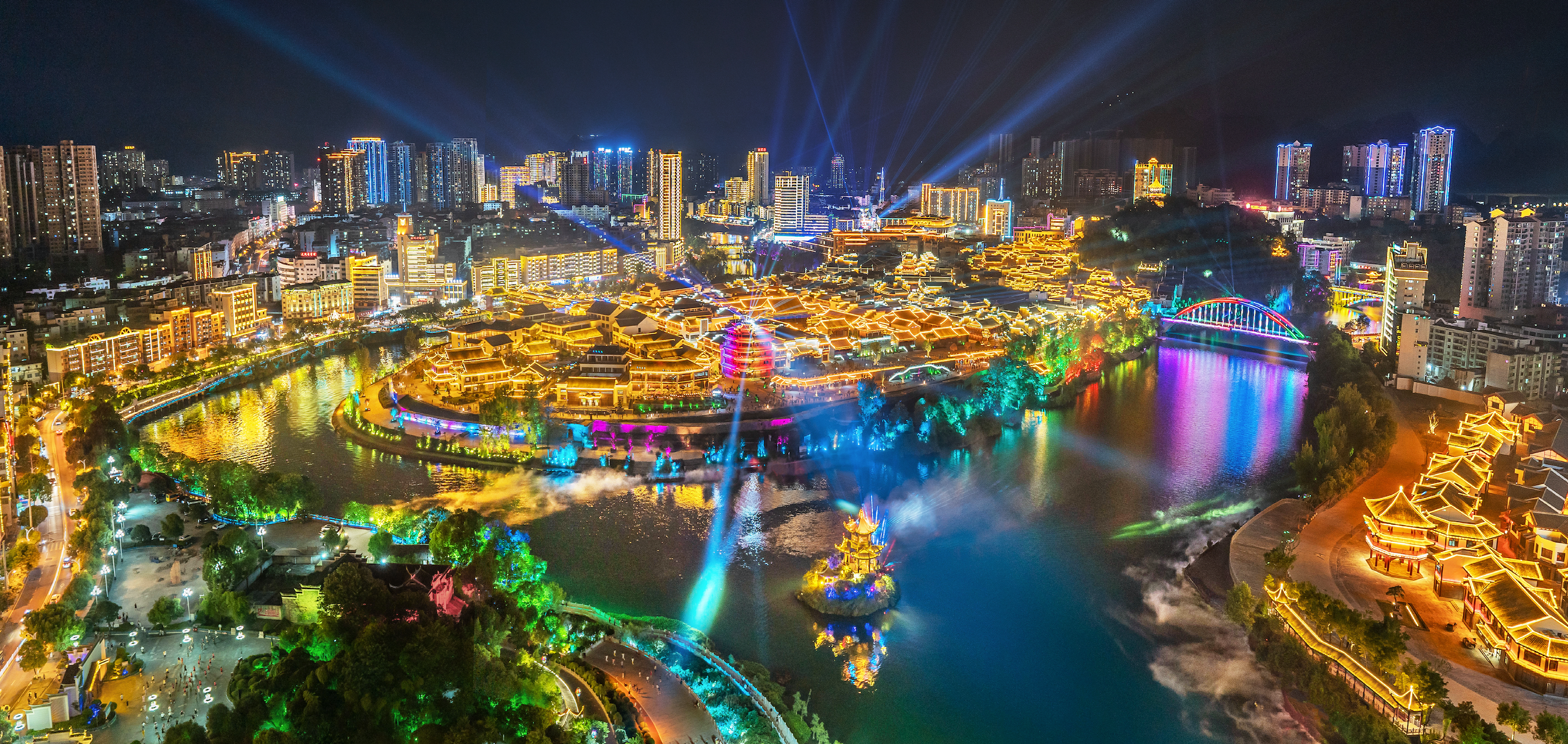 贵州铜仁夜景航拍