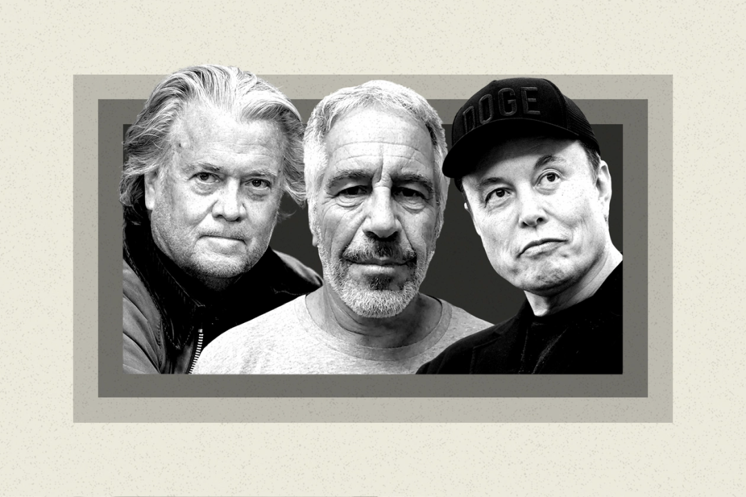 ▎美国司法部发布的爱泼斯坦档案揭露出了其广泛的社会影响力,图中人物分别是美国前白宫首席战略师史蒂夫·班农(左)、爱泼斯坦(中)和埃隆·马斯克(右)。图源:Politico