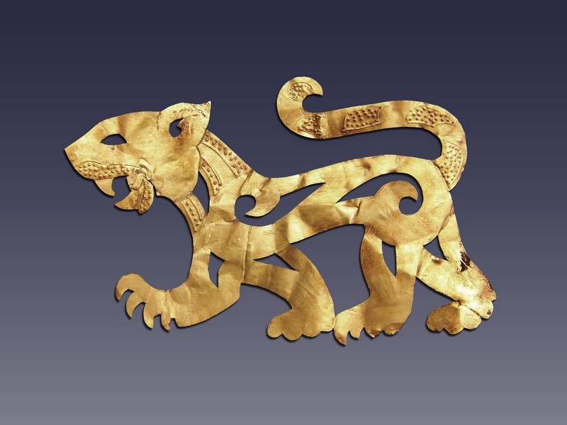 马家塬遗址出土金虎形车饰