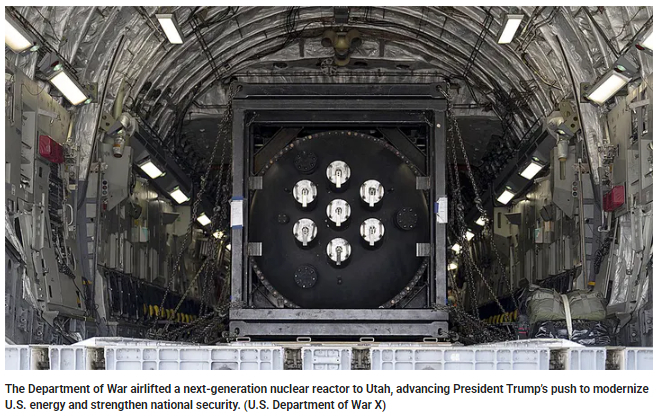 美军方首次空运核反应堆