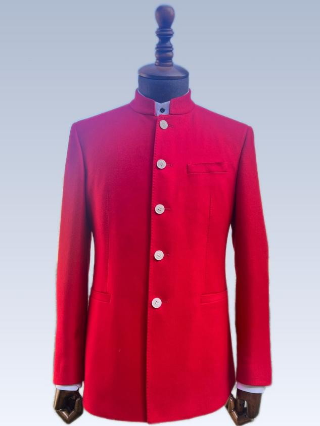 2026高定新款：红色国风立领中装