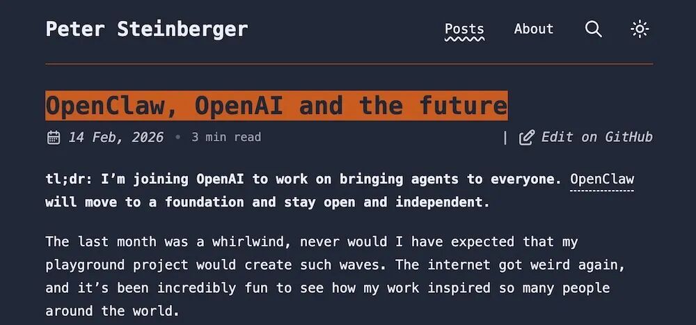 爆火OpenClaw,创始人突然加入OpenAI!星标飙到197k