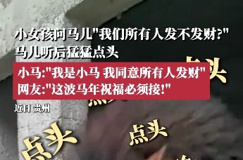 小女孩问马儿“我们所有人发不发财？”，马儿听后猛猛点头