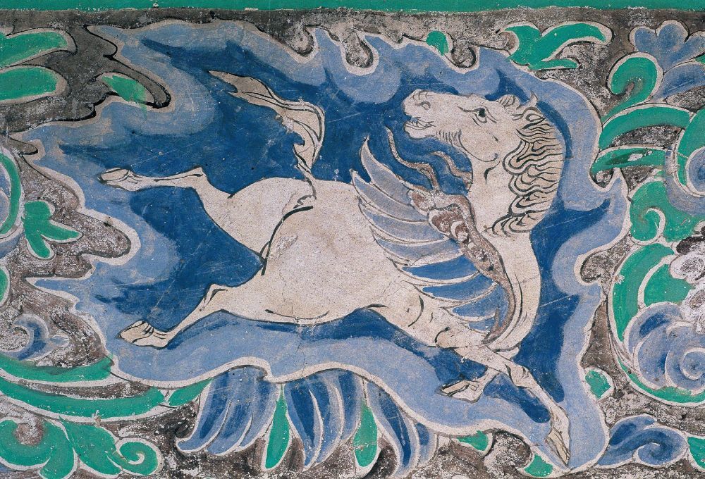 榆林窟第10窟的翼马　新华社发