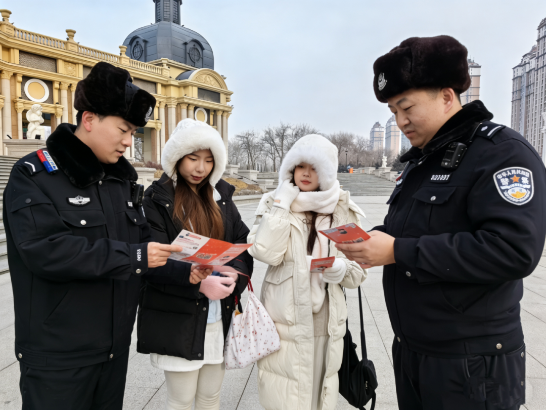 道里分局民警在音乐广场进行反诈宣传