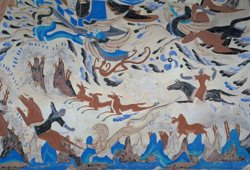 莫高窟第249窟的狩猎图　新华社发