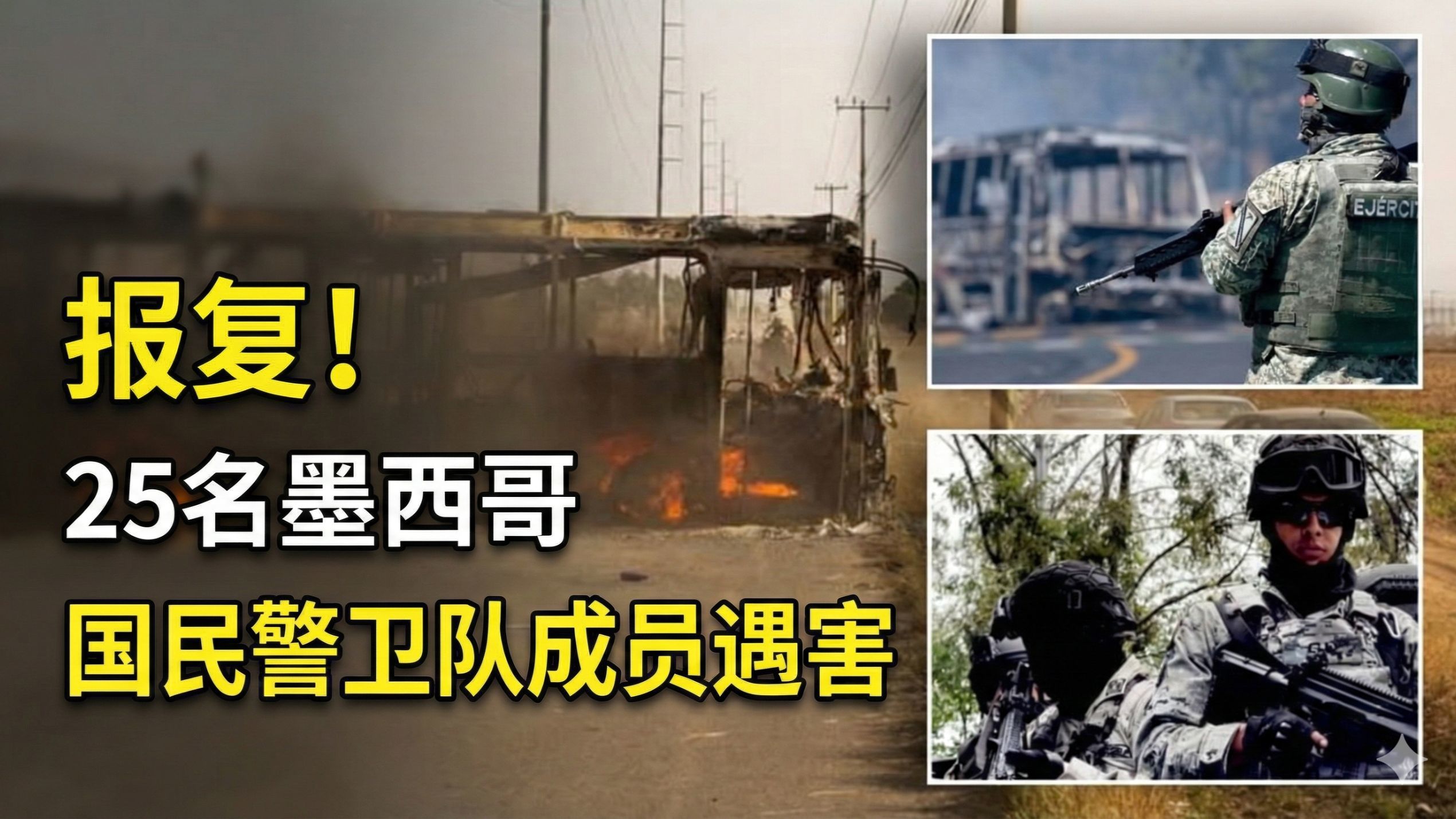 报复！25名墨西哥国民警卫队成员遇害