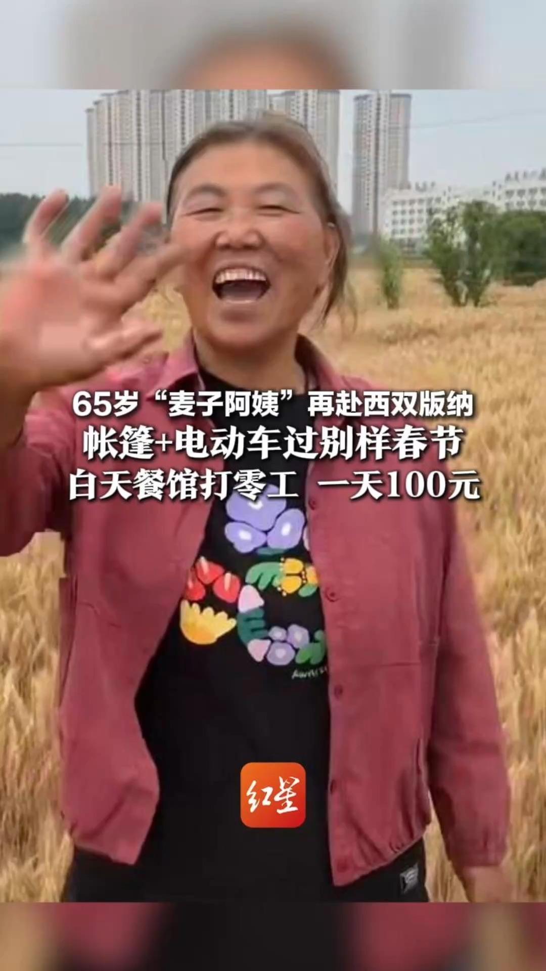 65岁“麦子阿姨”再赴西双版纳 帐篷+电动车过别样春节 白天餐馆打零工 一天100元 家人支持 她计划四五月回老家