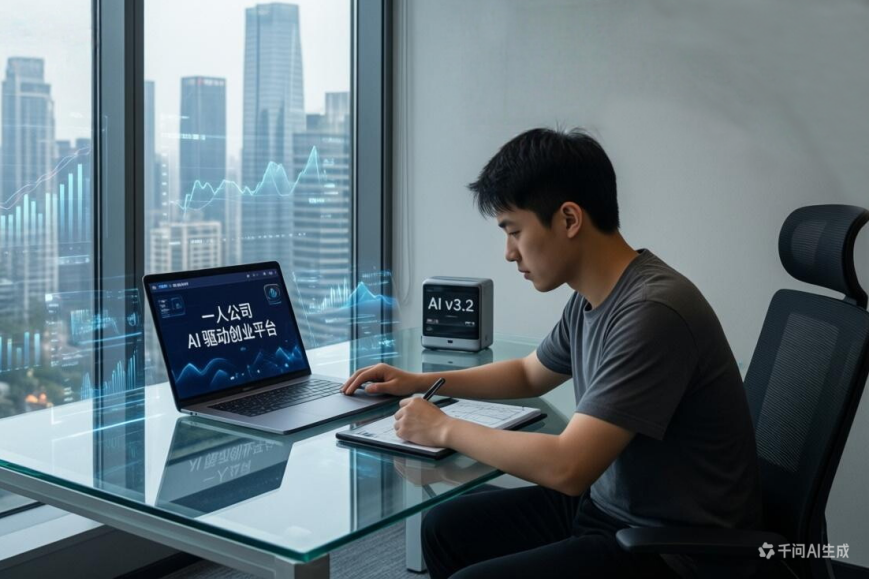 “一人公司”成为年初创业领域最炙手可热的话题　图片由AI生成