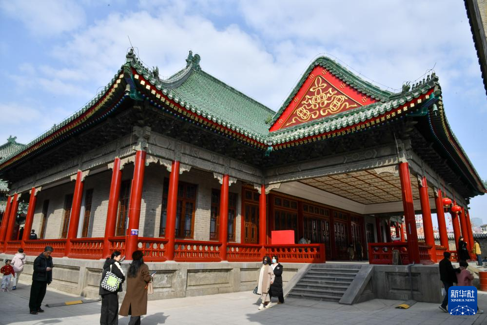 这是山东古建筑博物馆内的万字会旧址济南母院主要建筑母殿（2月24日摄）。