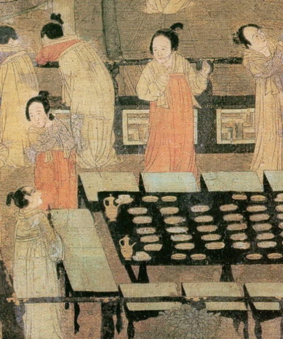 《唐宫七夕乞巧图》(局部),美国大都会博物馆藏。