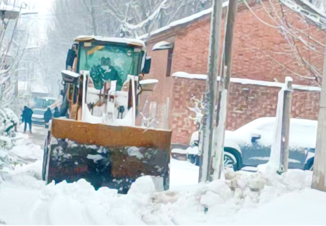 聊城临清董庄志愿者义务清雪守护群众平安