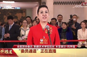 全国政协委员木亚赛尔·托乎提亮相“委员通道”