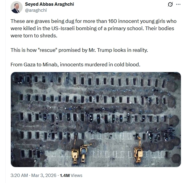 伊朗外长发160多名少女坟墓照:这就是特朗普承诺的“救援”
