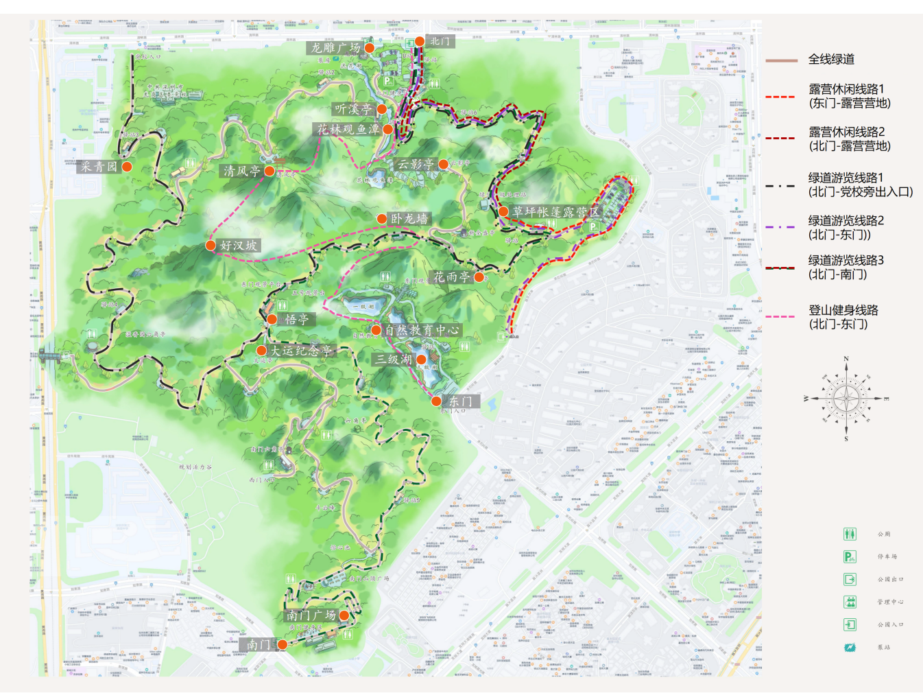 龙城公园游览推荐线路图