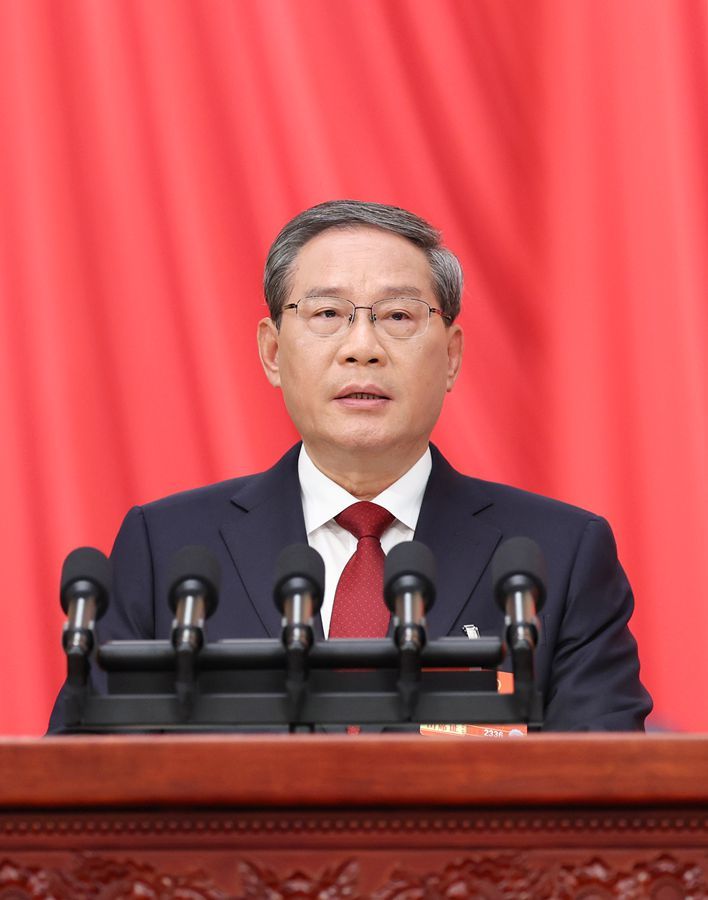 3月5日，十四届全国人大四次会议开幕会在北京人民大会堂举行。国务院总理李强作政府工作报告。新华社记者 黄敬文 摄