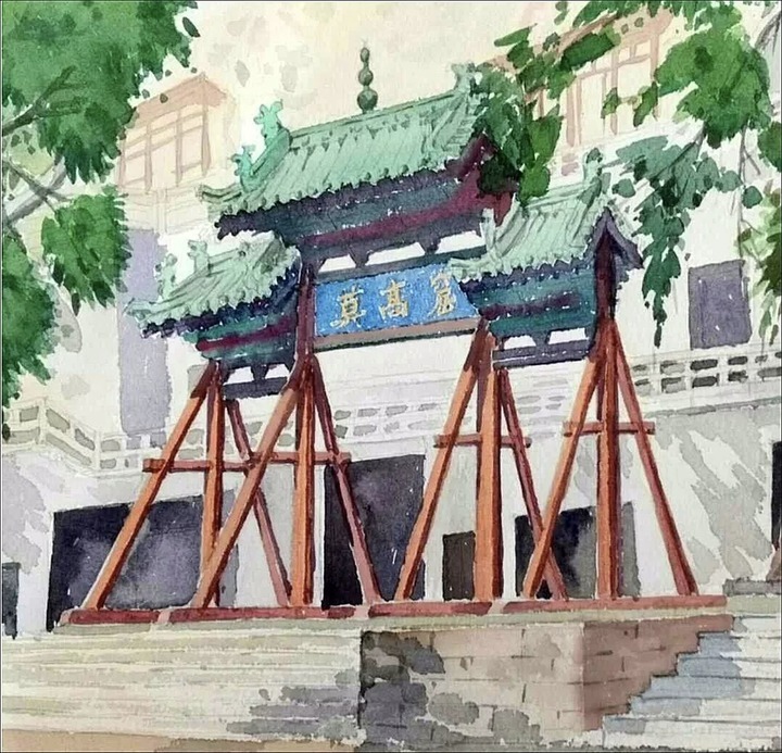 孙儒僴绘制的莫高窟小牌坊 受访者供图