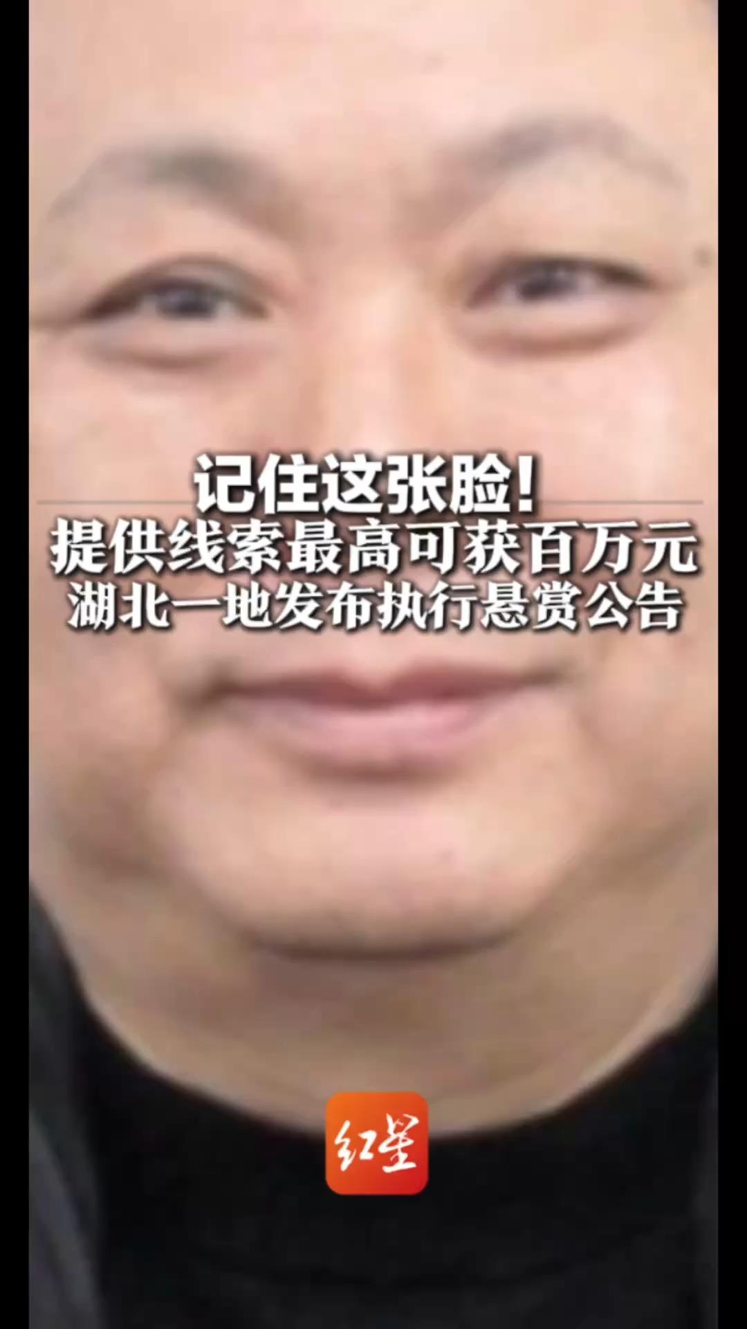 记住这张脸！提供线索最高可获百万元 湖北一地发布执行悬赏公告 悬赏金额从0.15～100万元不等