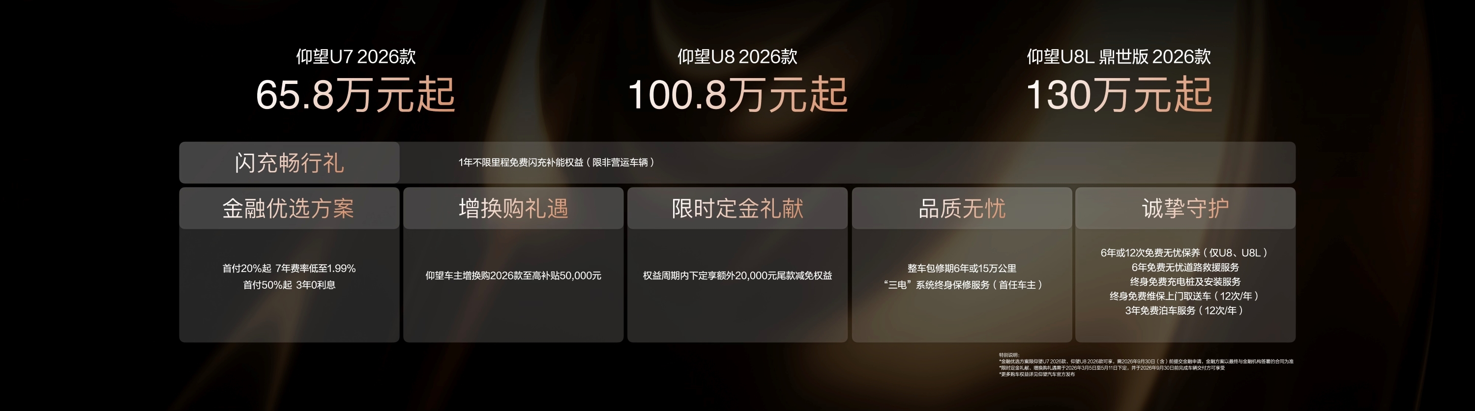 仰望U7/U8系列三款新车型上市,9C闪充加持5分钟就充好