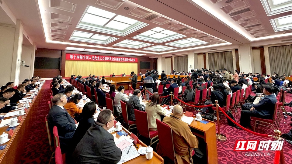 3月7日,十四届全国人大四次会议湖南代表团媒体开放日现场。