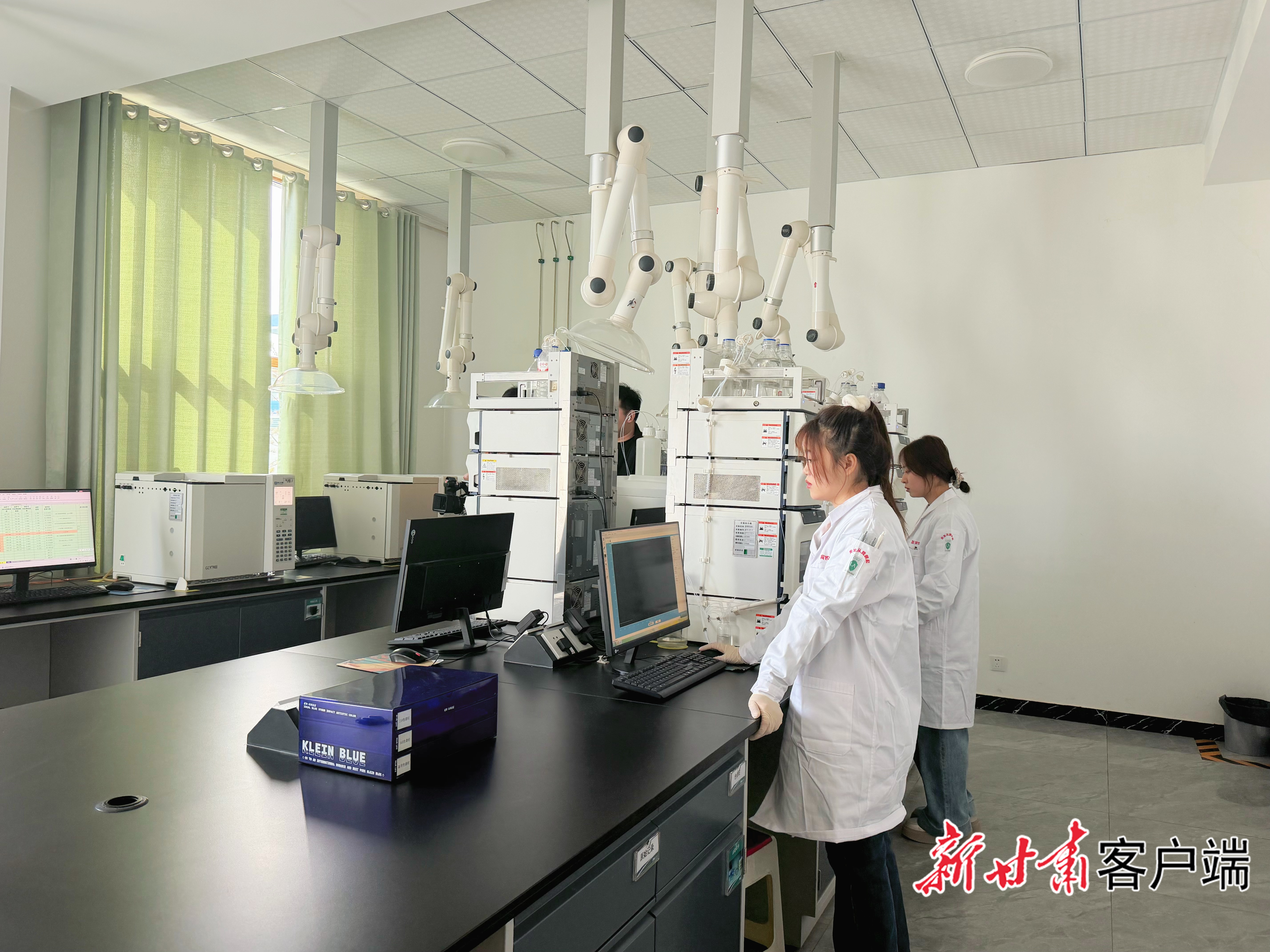 张雪萍（右一）正在和同事工作　本文图：新甘肃&middot;甘肃日报记者　李永萍　摄