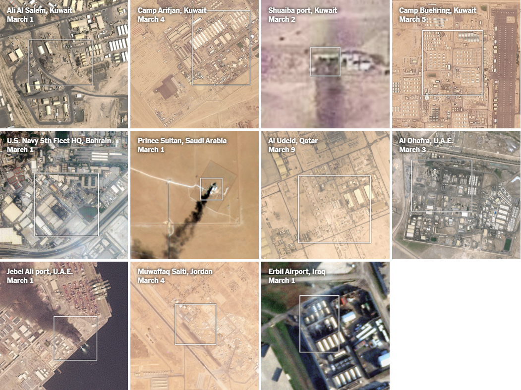 沙特、科威特、伊拉克、巴林、卡塔尔…至少17处美设施遇袭,美媒晒出受损照片