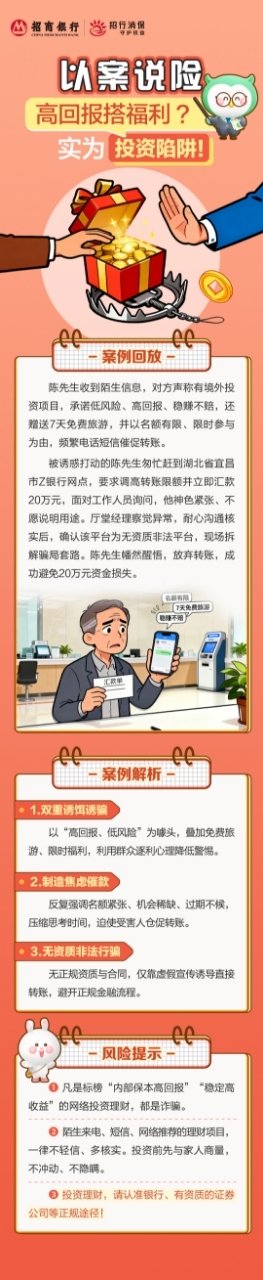 招商银行武汉分行“3&middot;15”丨以案说险 高回报搭福利？实为投资陷阱！