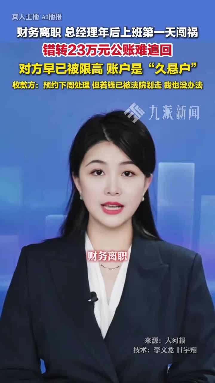 财务离职总经理转错23万公账，收款方被限高，账户是“久悬户”