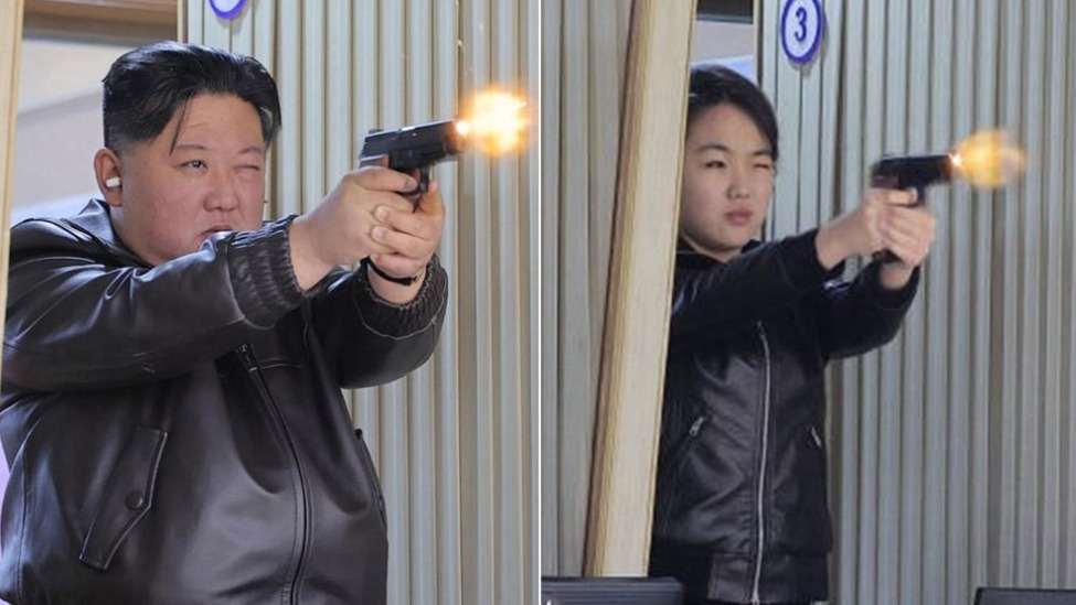 金正恩携女儿视察军工厂，试射手枪