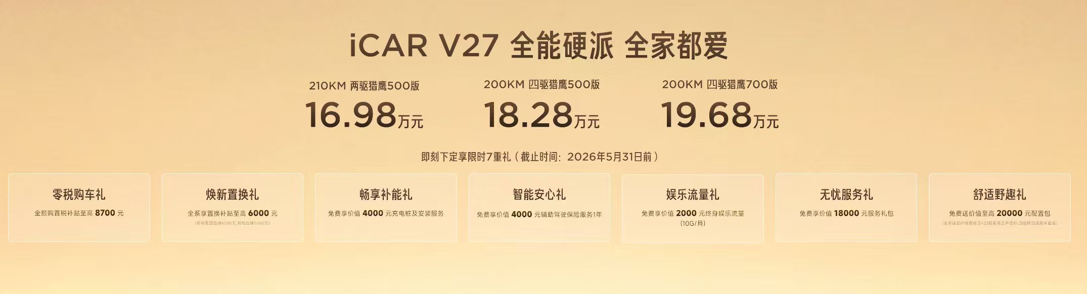 iCAR V27正式上市，售价16.98-19.68万元