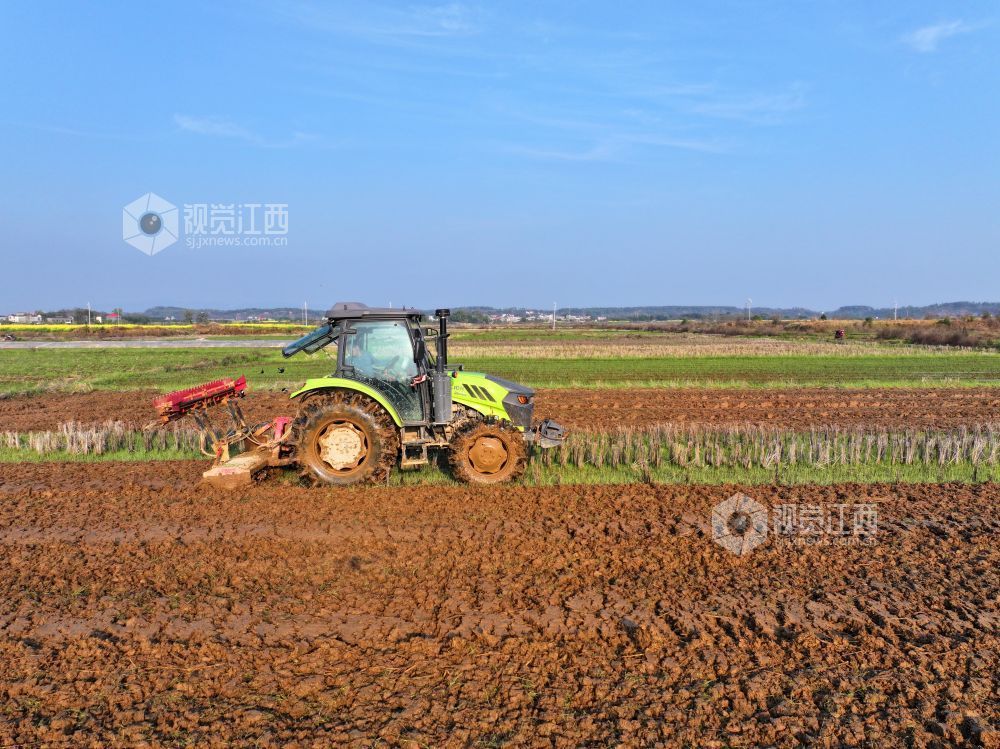 2026年3月10日，江西省吉安市泰和县万合镇高樟村，农民驾驶拖拉机正在翻耕整地。