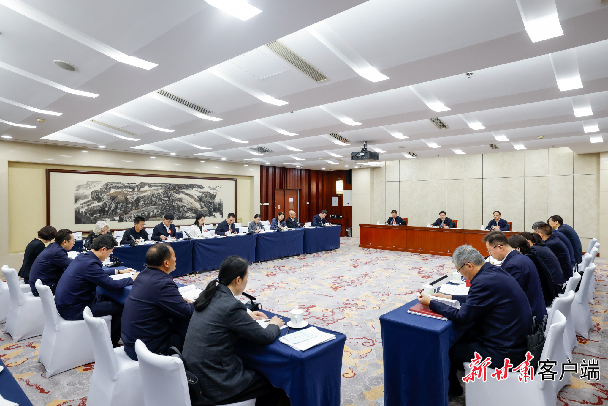 3月9日，十四届全国人大四次会议甘肃代表团在驻地举行小组会议，审议全国人大常委会工作报告、关于法律清理工作情况和有关法律和决定处理意见的报告。