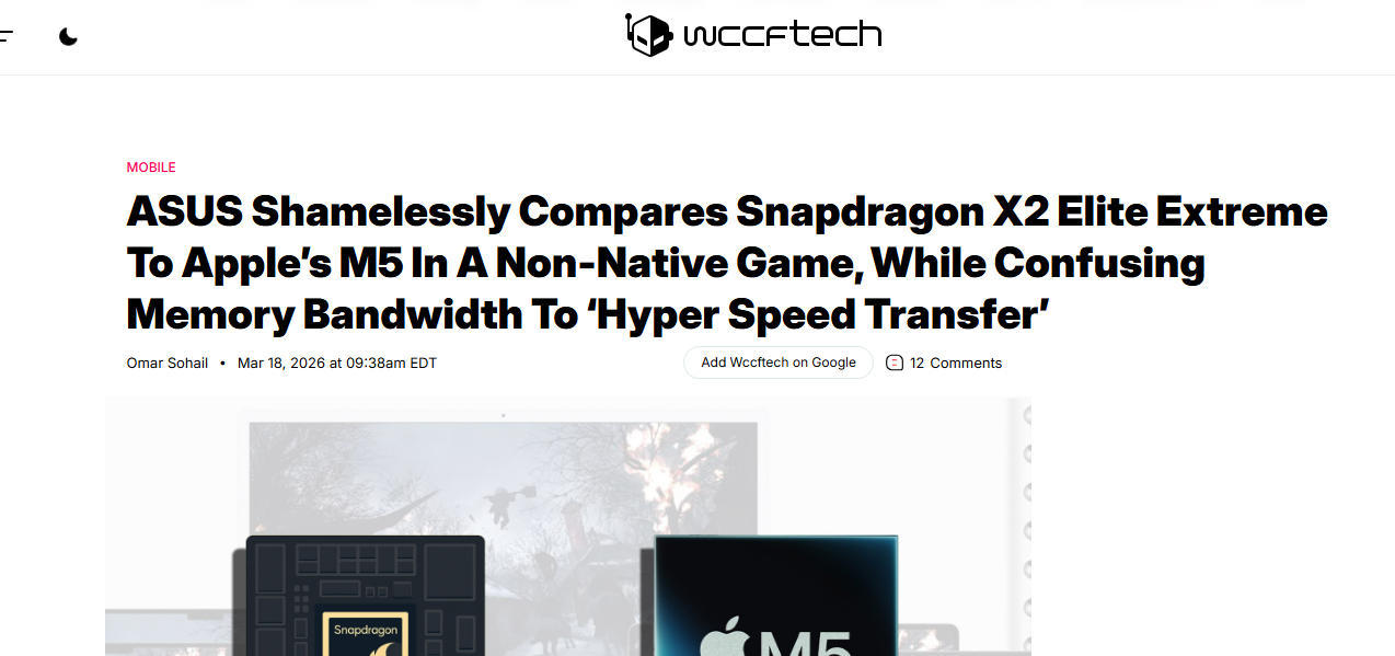 用非原生游戏跑分且偷换内存概念,华硕新品拉踩苹果M5被指“吃相难看”