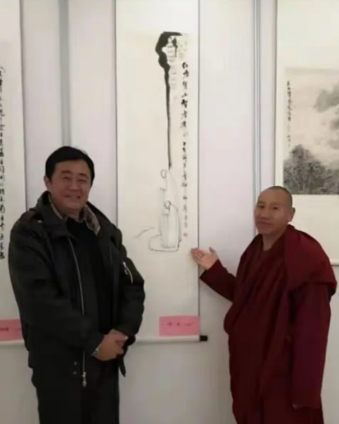 与西藏著名书法家、艺术家顿珠才仁合影