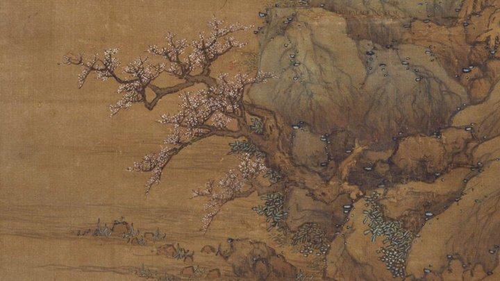 明 蓝瑛 《桃花渔隐图》轴(局部) 故宫博物院藏