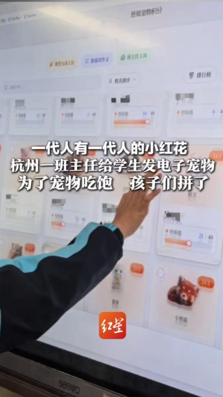一代人有一代人的小红花 杭州一班主任给学生发电子宠物 提前交作业、帮助同学都能赚积分  为了宠物吃饱  孩子们拼了