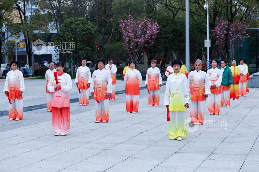 3月21日，江西省永丰县在欧阳修广场举行国际太极拳日展演，太极爱好者齐聚于此，拳起风生，意随形转，动作行云流水。古老太极的和谐哲思与健康追求，与现代生活气息相融，焕发出崭新的时代活力。