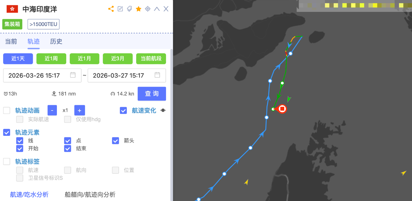 中远海运集运2艘船已向波斯湾方向折返，暂未通过霍尔木兹海峡