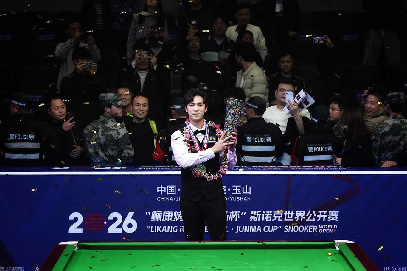 ▲塔猜亚用一场一波三折的胜利，书写了斯诺克赛场的励志传奇。
