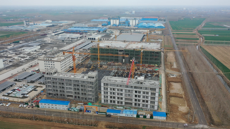 “山东晟兴食品有限公司3万吨鲜食食品智慧冷链项目（二期）”建设现场。（王浩 摄）