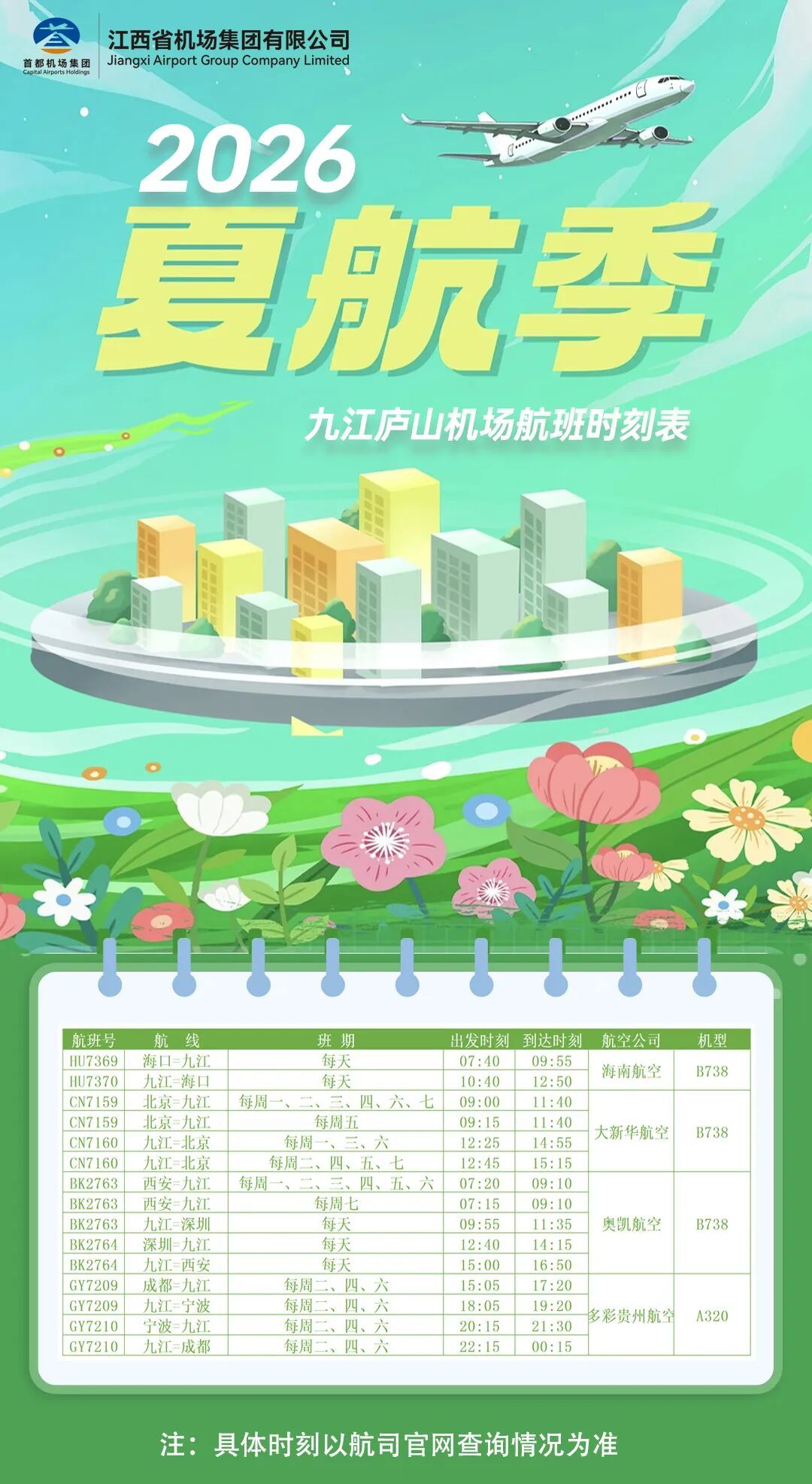航季焕新!江西各机场2026年夏航季航班时刻表出炉